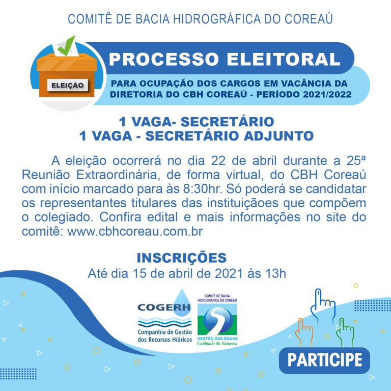 INSCRIÇÕES ABERTAS – CBH Coreaú publica edital para preenchimentos de vagas em sua diretoria