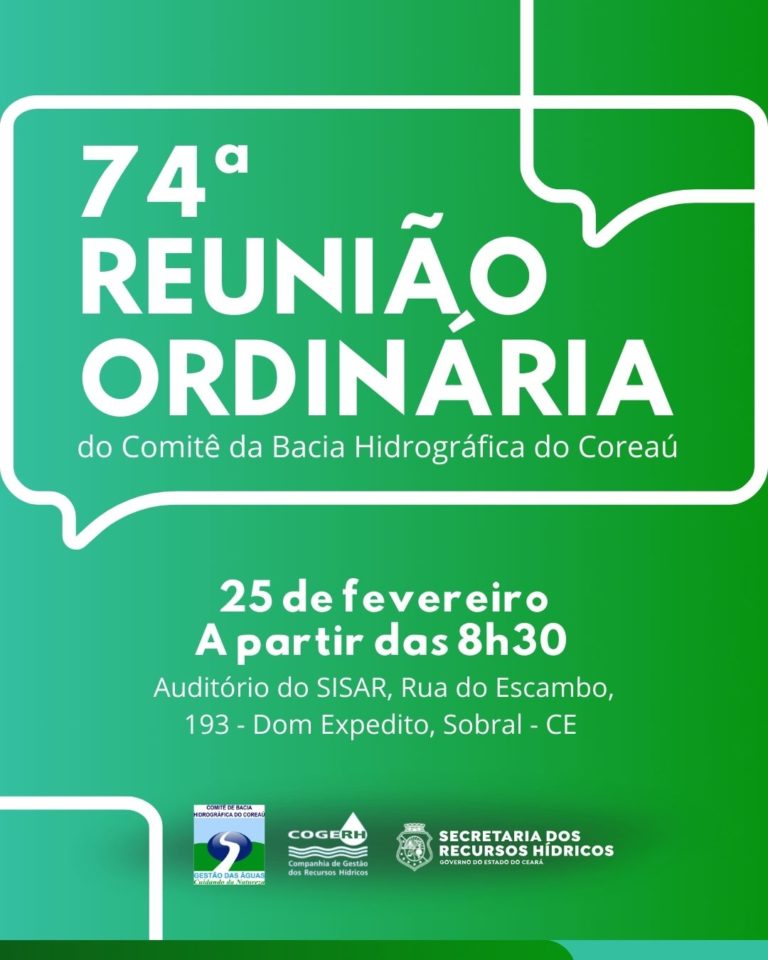Convite para à 74ª Reunião Ordinária do Comitê de Bacia Hidrográfica do